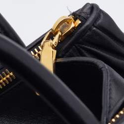 Miu Miu Black Matelasse Leather Double Zip Tote