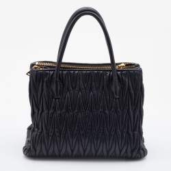 Miu Miu Black Matelasse Leather Double Zip Tote