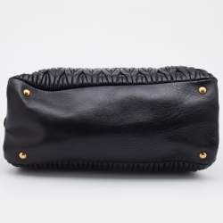 Miu Miu Black Matelasse Leather Double Zip Tote