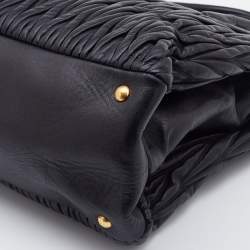 Miu Miu Black Matelasse Leather Double Zip Tote