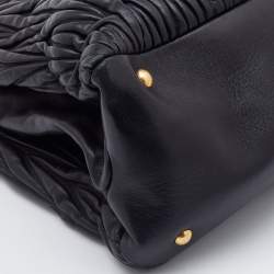 Miu Miu Black Matelasse Leather Double Zip Tote