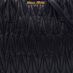 Miu Miu Black Matelasse Leather Double Zip Tote