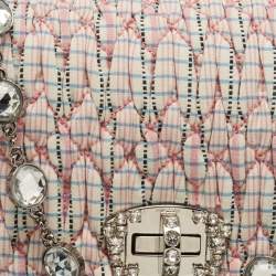 Miu Miu Pink/Multicolor Matelassé Fabric Crystal Cloque Shoulder Bag