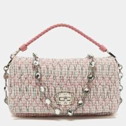 Miu Miu Pink/Multicolor Matelassé Fabric Crystal Cloque Shoulder Bag