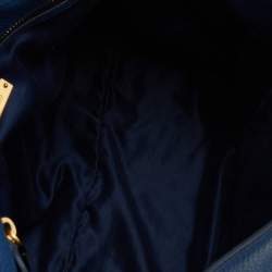 Miu Miu Blue Grained Leather Pushlock Top Handle Bag