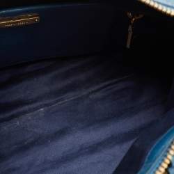 Miu Miu Blue Glazed Leather Front Zip Tote