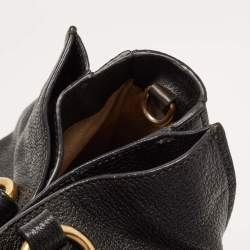 Miu Miu Black Madras Leather Pushlock Tote