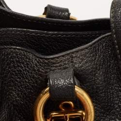 Miu Miu Black Madras Leather Pushlock Tote