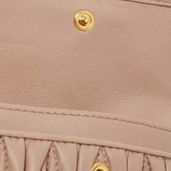 Miu Miu Light Pink Matelasse Leather Flap Card Case with Chain