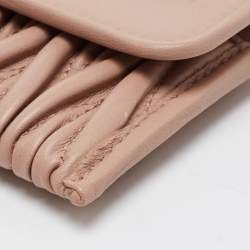 Miu Miu Light Pink Matelasse Leather Flap Card Case with Chain