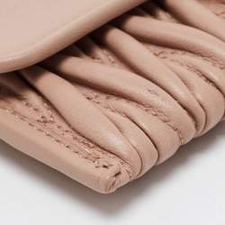 Miu Miu Light Pink Matelasse Leather Flap Card Case with Chain