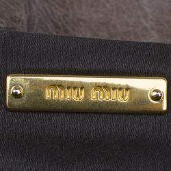 Miu Miu Dark Grey Vitello Lux Leather Bow Top Handle Bag