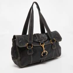 Miu Miu Black Leather Flap Shoulder Bag