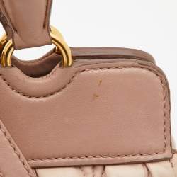 Miu Miu Two Tone Beige/White Matelasse Leather Turnlock Hobo