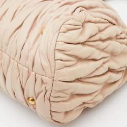 Miu Miu Two Tone Beige/White Matelasse Leather Turnlock Hobo