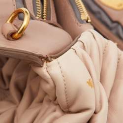 Miu Miu Two Tone Beige/White Matelasse Leather Turnlock Hobo