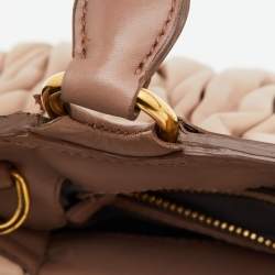 Miu Miu Two Tone Beige/White Matelasse Leather Turnlock Hobo