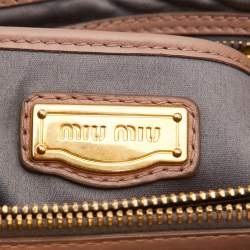Miu Miu Two Tone Beige/White Matelasse Leather Turnlock Hobo