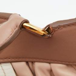 Miu Miu Two Tone Beige/White Matelasse Leather Turnlock Hobo