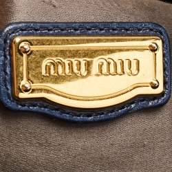 Pre Owned Miu Miu Dark Blue Vitello Lux Leather Bow Satchel