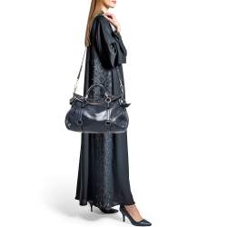 Pre Owned Miu Miu Dark Blue Vitello Lux Leather Bow Satchel