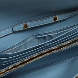 Miu Miu Blue Matelassé Leather Flap Wallet On Chain