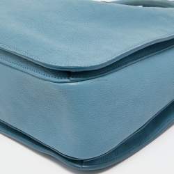 Miu Miu Light Blue Madras Leather Pushlock Tote