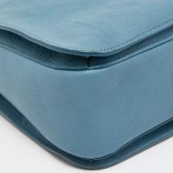 Miu Miu Light Blue Madras Leather Pushlock Tote