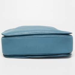 Miu Miu Light Blue Madras Leather Pushlock Tote