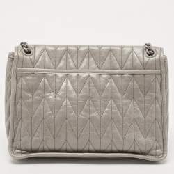 مملوكة مسبقًا Miu Miu Grey Vitello Shine Leather Flap Shoulder Bag