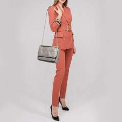 مملوكة مسبقًا Miu Miu Grey Vitello Shine Leather Flap Shoulder Bag