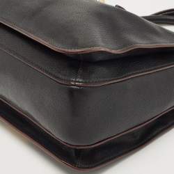 Miu Miu Black Leather Pushlock Flap Shoulder Bag