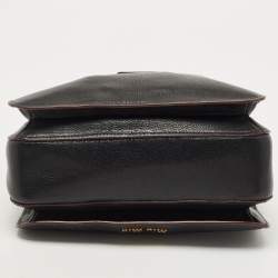 Miu Miu Black Leather Pushlock Flap Shoulder Bag
