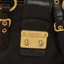 Miu Miu Black Leather Pushlock Flap Shoulder Bag