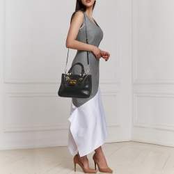 Miu Miu Black Leather Pushlock Flap Shoulder Bag