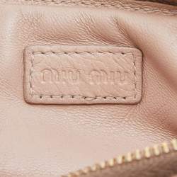 Pre Owned Miu Miu Pink Leather Studded Double Zip Pouch 