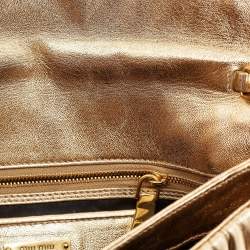 Miu Miu Metallic Gold Matelasse Leather Flap Chain Clutch