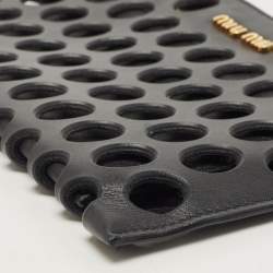 Miu Miu Black Laser Cut Leather Zip Pouch
