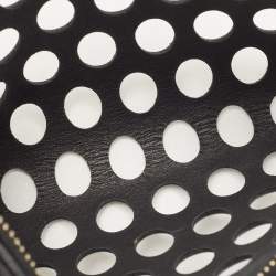 Miu Miu Black Laser Cut Leather Zip Pouch