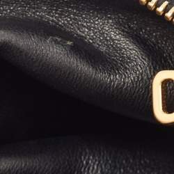 Miu Miu Black Laser Cut Leather Zip Pouch