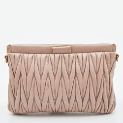 Miu Miu Beige Matelassé Leather Frame Crossbody Bag