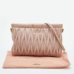 Miu Miu Beige Matelassé Leather Frame Crossbody Bag