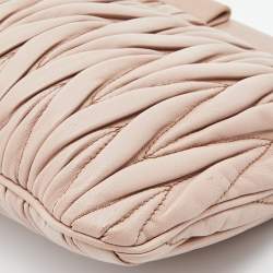 Miu Miu Beige Matelassé Leather Frame Crossbody Bag