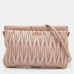 Miu Miu Beige Matelassé Leather Frame Crossbody Bag