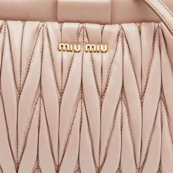 Miu Miu Beige Matelassé Leather Frame Crossbody Bag