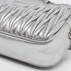 Miu Miu Silver Matelassé Leather Convertible Belt Bag