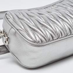 Miu Miu Silver Matelassé Leather Convertible Belt Bag