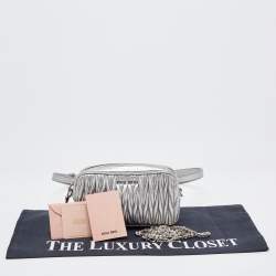 Miu Miu Silver Matelassé Leather Convertible Belt Bag