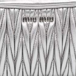 Miu Miu Silver Matelassé Leather Convertible Belt Bag