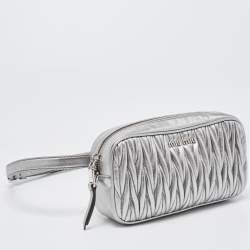 Miu Miu Silver Matelassé Leather Convertible Belt Bag